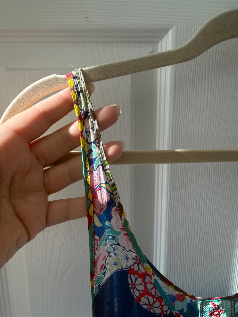 Women's Navy Floral Maxi Dress with Spaghetti Straps - Picture 4 of 5